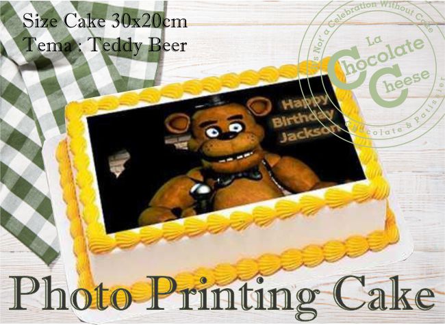 Teddy Beer Photo Printing Cake